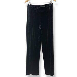 Halogen Velvet Pants Velour Black Straight Wide Leg Pull-On Size Small Women